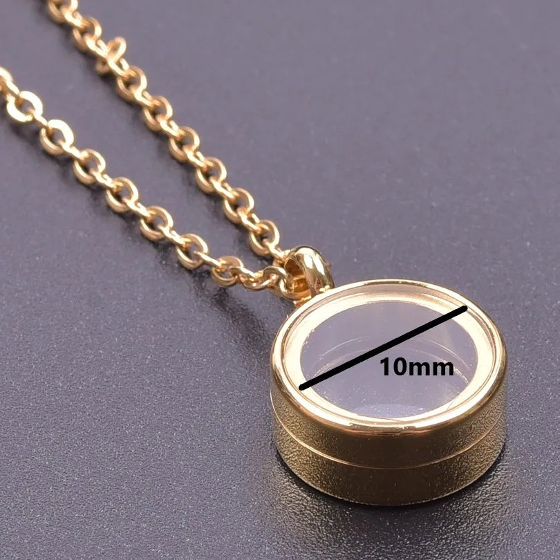 1Pc Inner Size 10-40mm Round Glass Memory Coin Holder Locket Pendant Necklaces Floating Living Relicario Collares Jewelry Bulk