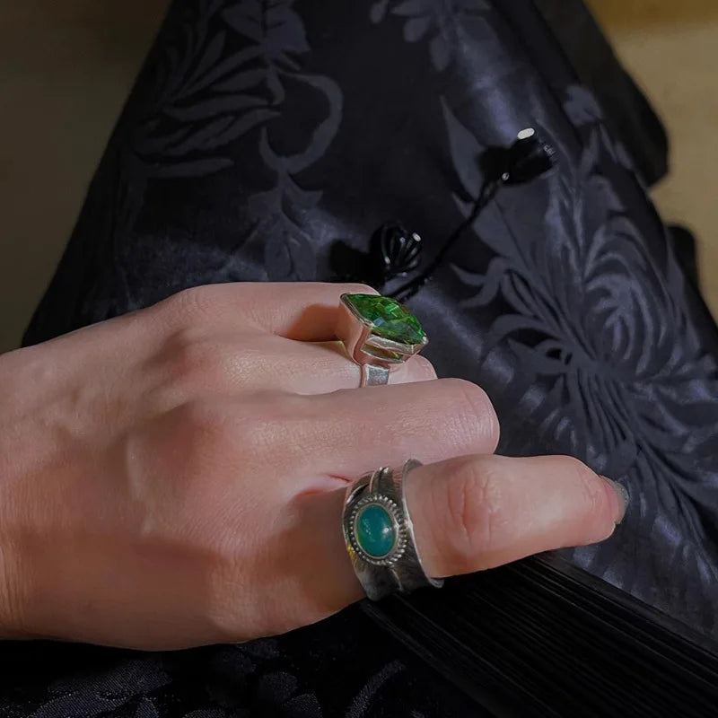 925 Sterling Silver Metal Flower Shell Geometric Rings For Women French Retro Romantic Open Thai