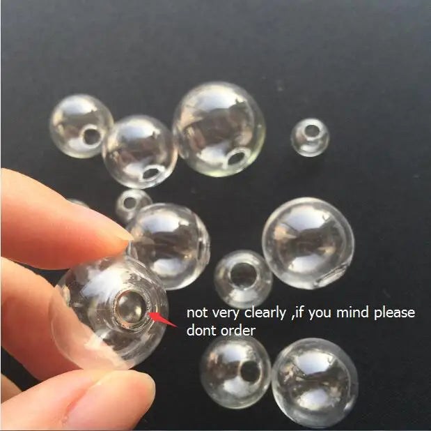 10piece 6-40mm Hollow Glass Ball With One Hole Round Bubble Vial Glass Globe Orbs Jewelry Findings Glass Locket Accessories