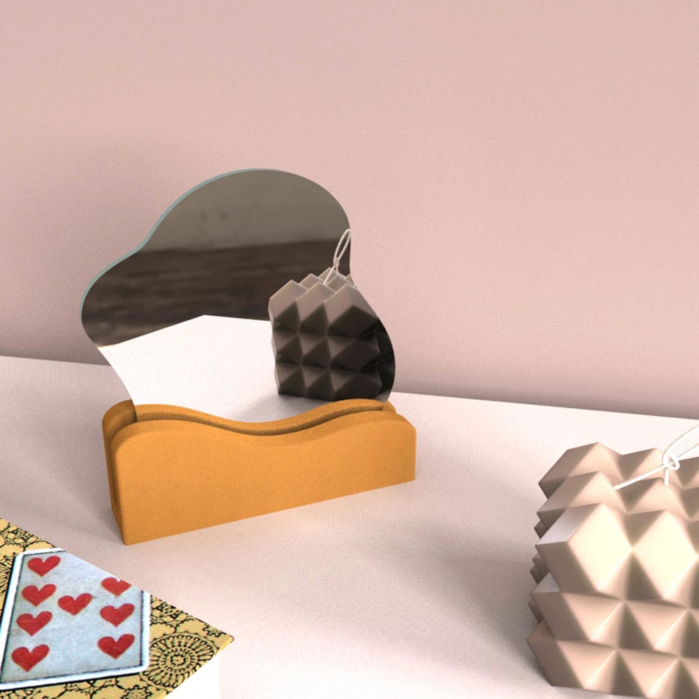 Concrete Mirror Bracket Silicone mold Wavy Mountain Design Card Holder molds Creative silicone mold for office furniture