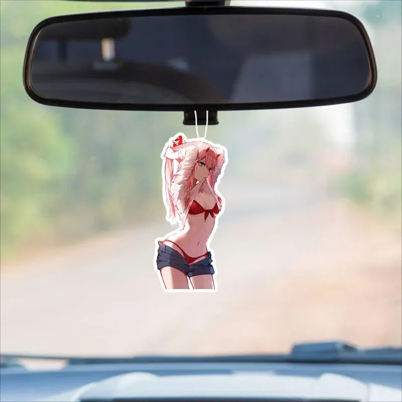 1PC Shaped JDM Sexy Female Aromatherapy Tablets Car Air Freshener, Hanging Air Freshener Perfume Scented Rearview Mirror Pendant