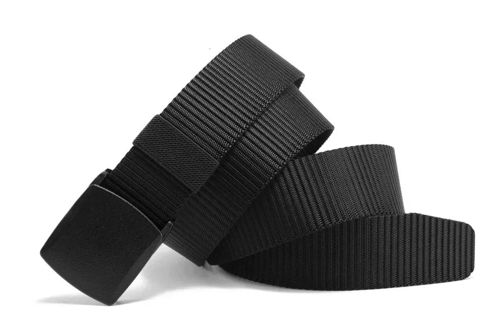 2Pcs Men Nylon Tactical Canvas Belt with Auto Buckle, Multifunctional Outdoor Hunting Waist Strap