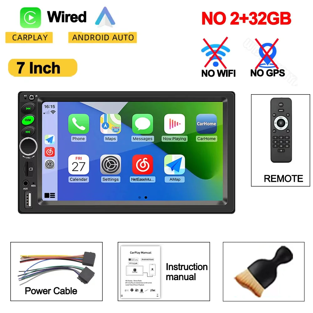 2 Din Universal Android 13 Car Radio 7/9/10 Inch Wireless CarPlay Android Auto GPS Bluetooth Multimedia Head Unit for Toyota
