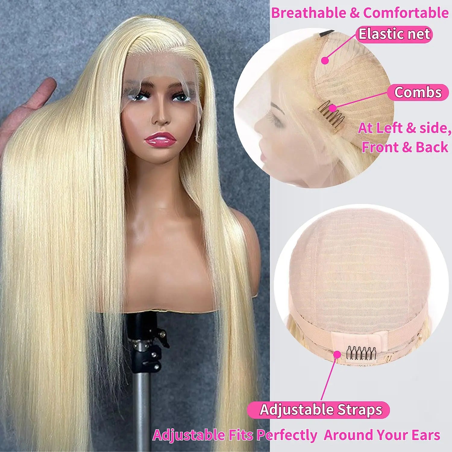 30 Inch 613 Lace Front Wig Human Hair Blonde 13X6 HD Transparent Lace Front Wigs Human Hair 180% Density Blonde L Wigs 613 HD Straight Lace Frontal Wig Pre Plucked