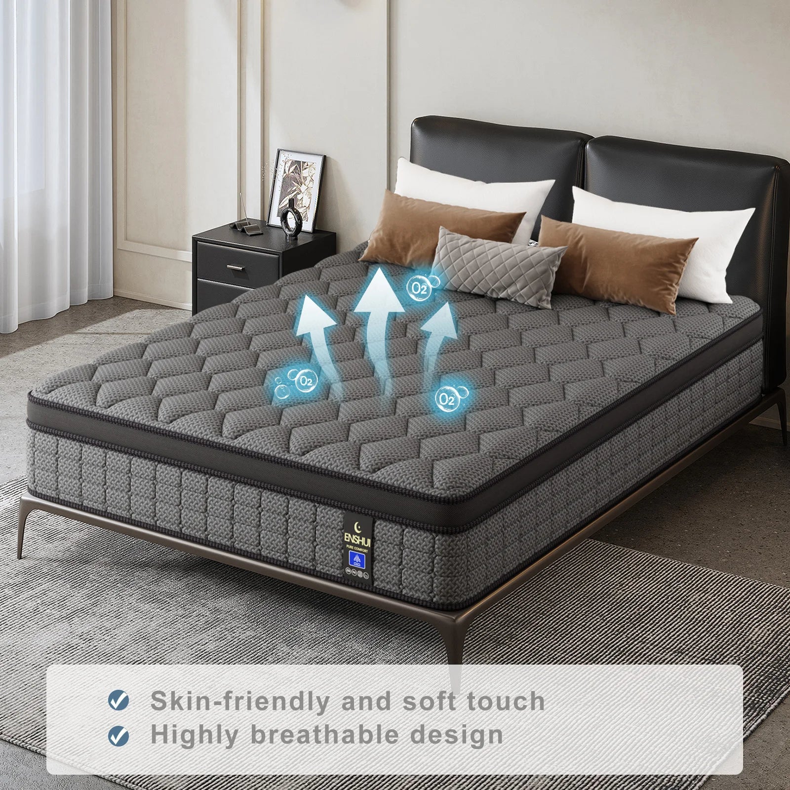ENSHUI 12/14 Inch Queen & King Mattress In A Box – Gel Memory Foam With Cooling Technology, Medium-Firm Feel, Motion Isolation & Edge Support, Breathable Polyester Cover, Twin/Full/Queen/King Sizes, Durable & Easy To Clean