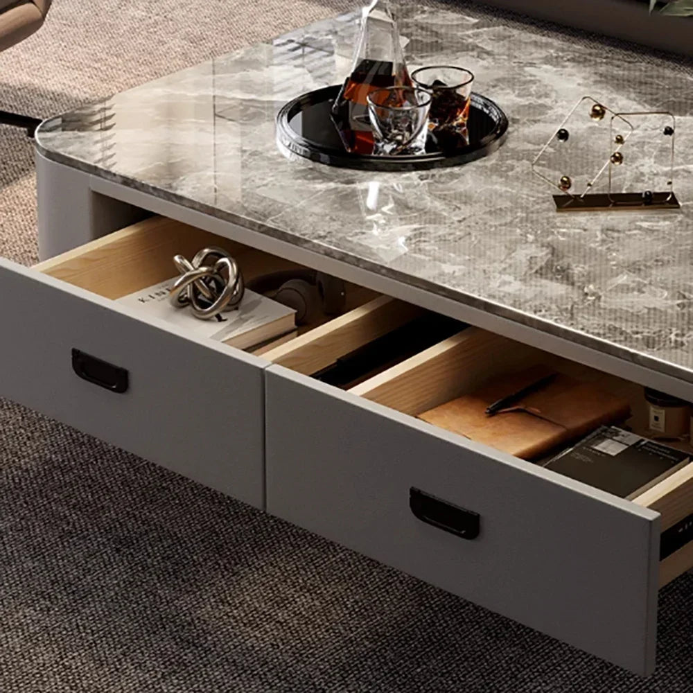 Luxury Marble Effect Coffee Tables Modern Design Square Storage Coffee Tables Minimalist Aesthetic Stolik Kawowy Home Furniture
