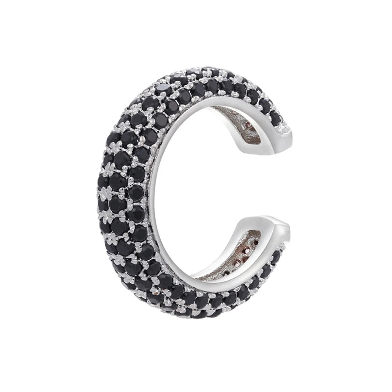 1 Piece Ear Clip on Earring Cuff Rainbow CZ Gold Silver Color Earing Jewelry Aretes Non Pierced Blue Black Clear Clipping