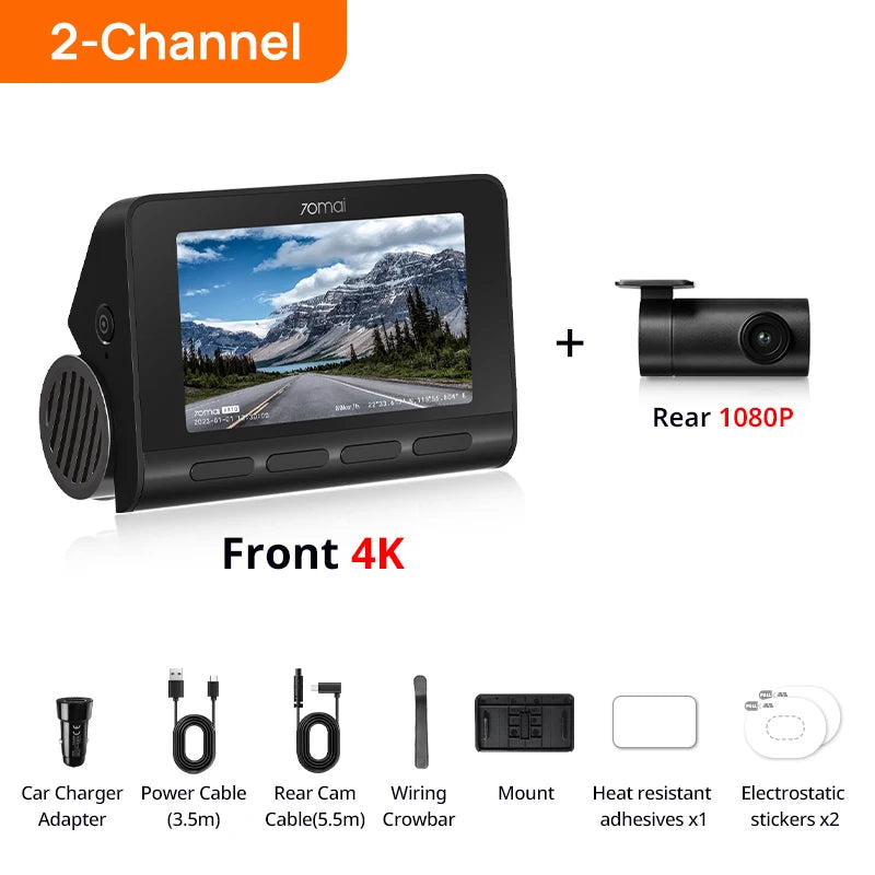 70mai 4K Dash Cam A810 Front Rear Set Suppor 4G Module LTE UP04 Remote Control GPS ADAS Car DVR 70mai A810 Car DVR