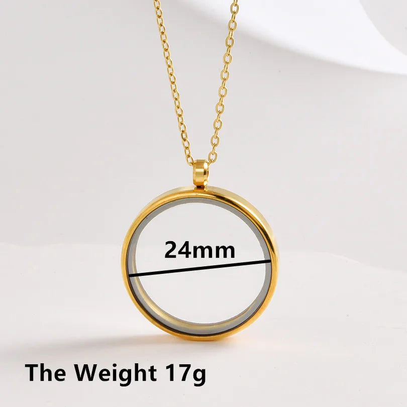 1Pc Inner Size 10-40mm Round Glass Memory Coin Holder Locket Pendant Necklaces Floating Living Relicario Collares Jewelry Bulk