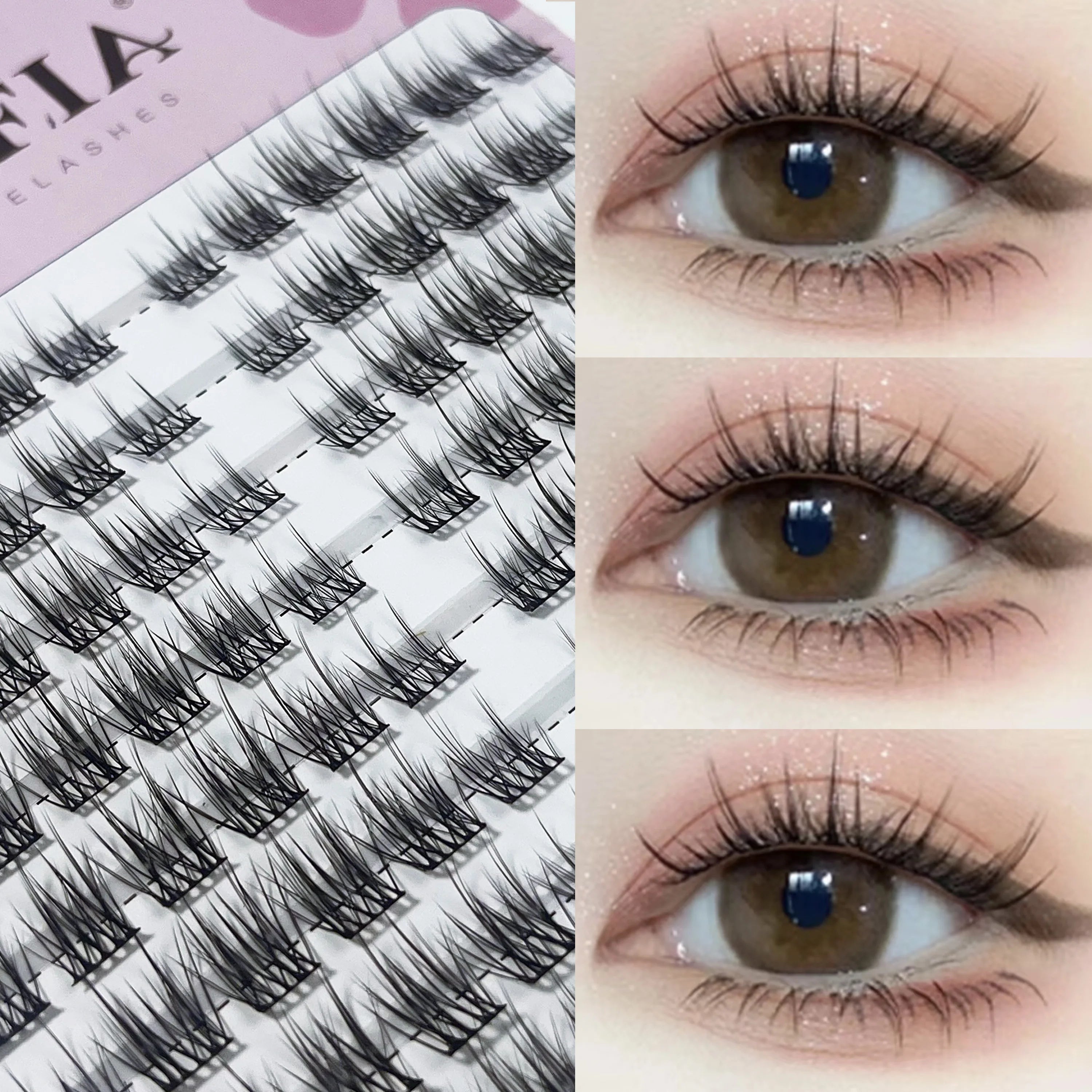 1/box 120 bundles Mink False Eyelash Natural Fishtail Lash 3D Russian Individual Eyelash Extension Cluster Makeup Tool Wholesale