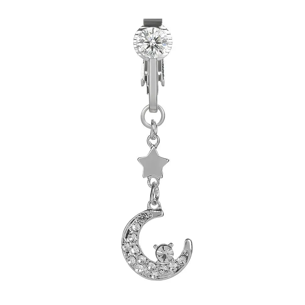 Faux Fake Belly Butterfly Fake Belly Piercing Heart Clip On Umbilical Navel Fake Pircing Moon Star Leaves Cartilage Earring Clip