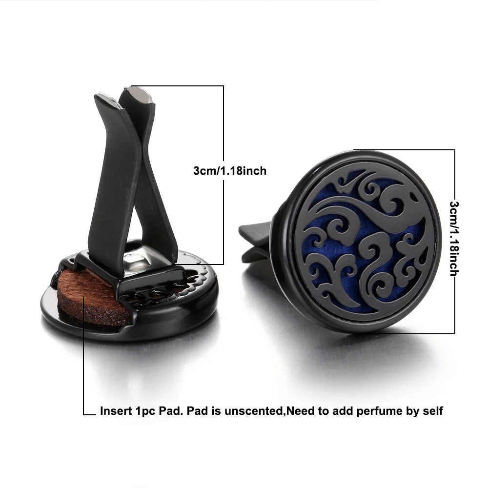 Black Perfume Diffuser Clip Auto Vent Car Air Freshener Alloy Stainless Steel Aroma Aromatherapy Essential Oil Diffuser Locket