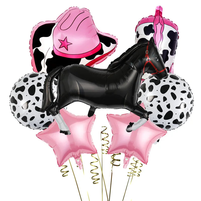 7Pcs/Set Western Cowboy Party Aluminum Film Balloon Set Cowboy Hat Boots Western Birthday Theme Balloon
