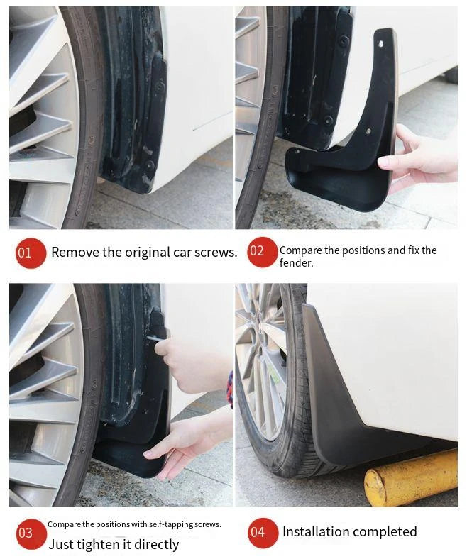 4pcs Car Tire Fender Mud Flaps Splash Guards Screw Included Front Rear Wheel Protector  Accessories for Universal Auto SUV Truck