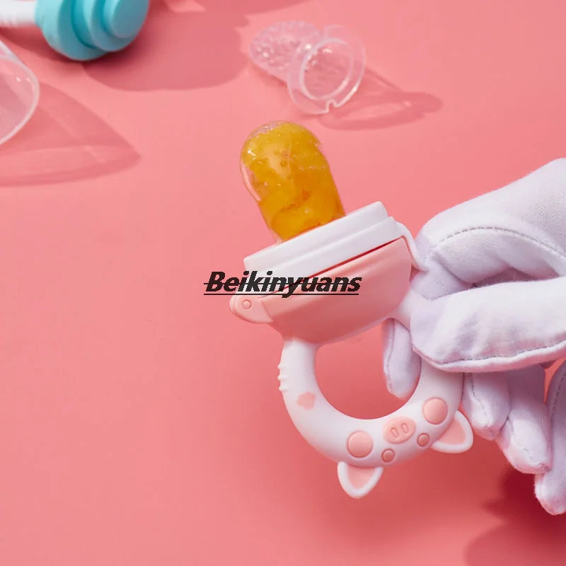 Baby Pacifier fruits and vegetables bite bag newborn baby pig le molar stick to eat fruit consisting silicone tooth gum pacifier