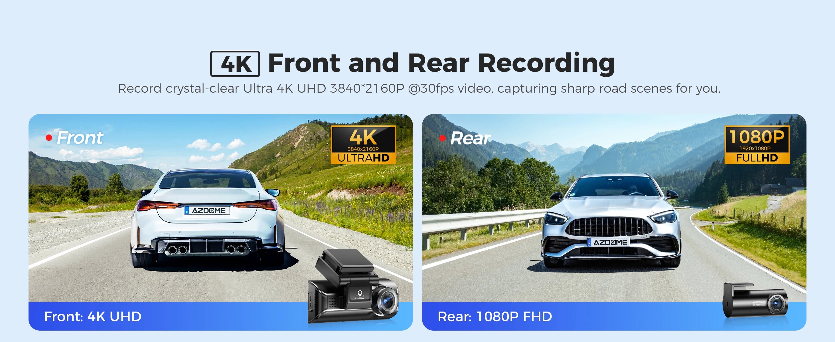 Upgrade AZDOME M550 Pro Dash Cam 4K Front Dashcam Auto 5.8Ghz Wi-Fi GPS G-sensor Car DVR 6 IR Night Vision Parking Monitor