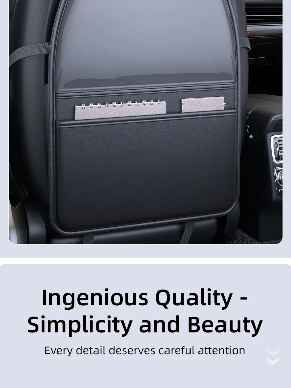 PU Leather Car Seat Kick Proof Pad with Pockets Multi-functional Tablet Holder Auto Seat Back Protection Cover for Kids