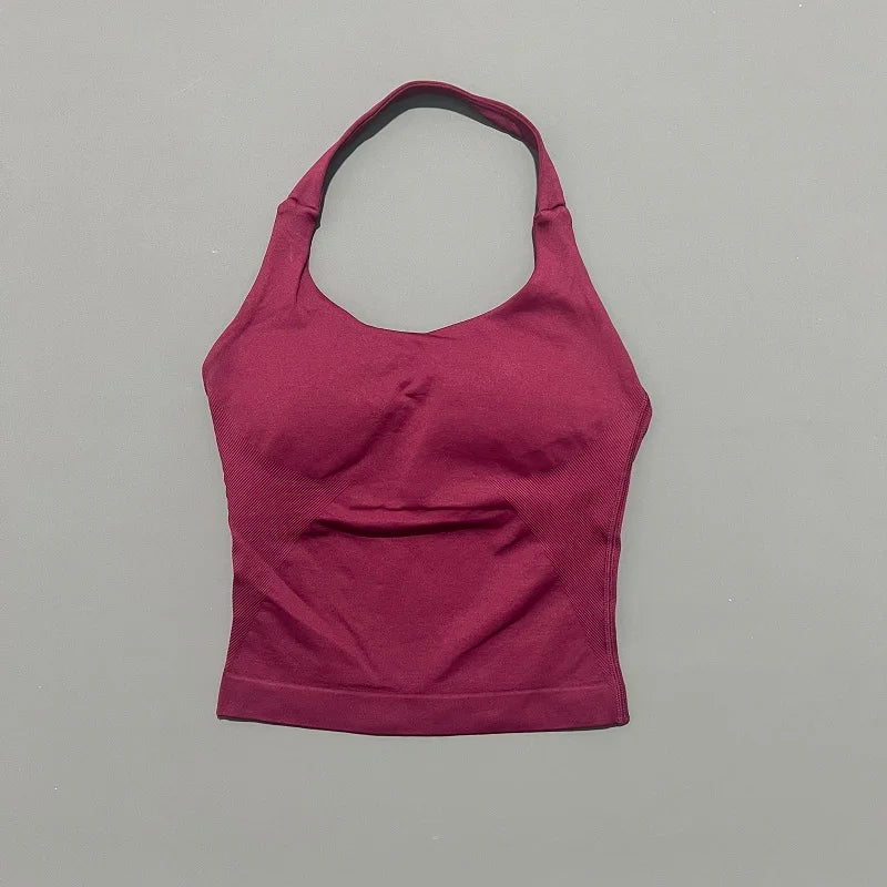 Women Sports Yoga Vest Running Gym Top Fitness Quick-Dry Workout Vest High Elastic Yoga Tank Top Gym Seamless Workout Sports Bra