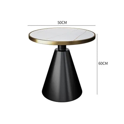 Luxury Round Side Table with Marble Top and Metal Base Modern End Table for Small Space Living Room Bedroom Hotel Use