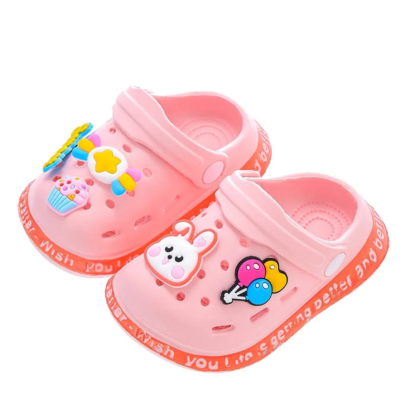 Summer Sandals For Girls Kids Baby Boys Girls Cartoon Baby Sandals Flat Heel Solid Soft Cartoon Slippers Children's Garden Shoes