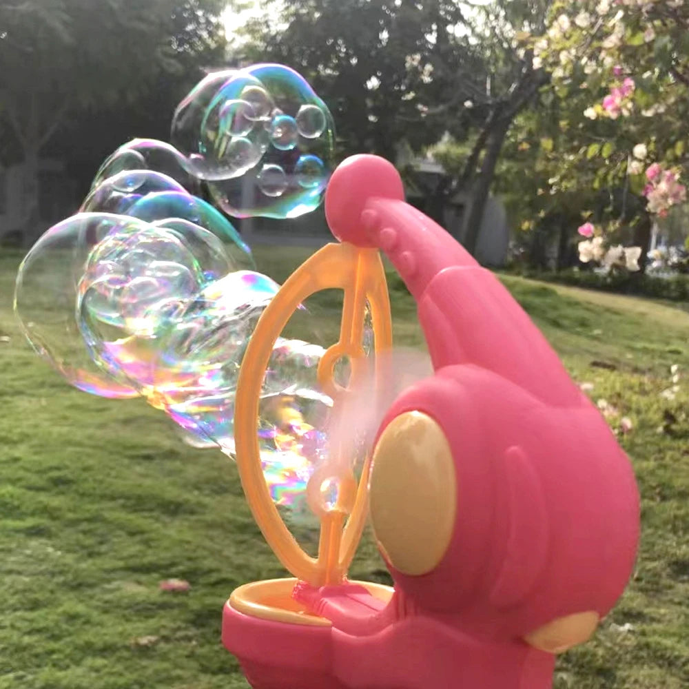 Blowing Large Bubbles Automatic Bubble Gun with Liquid Toys Soap Machine Outdoor Party Play Toy for Kids Birthday Surprise Gifts