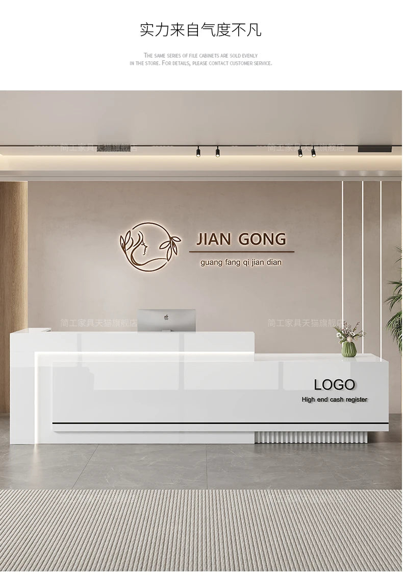 Customized Premium Desk Table Glamour Luxury Simple Elegant Reception Desk Modern Design Recepcion Mostrador Office Furniture