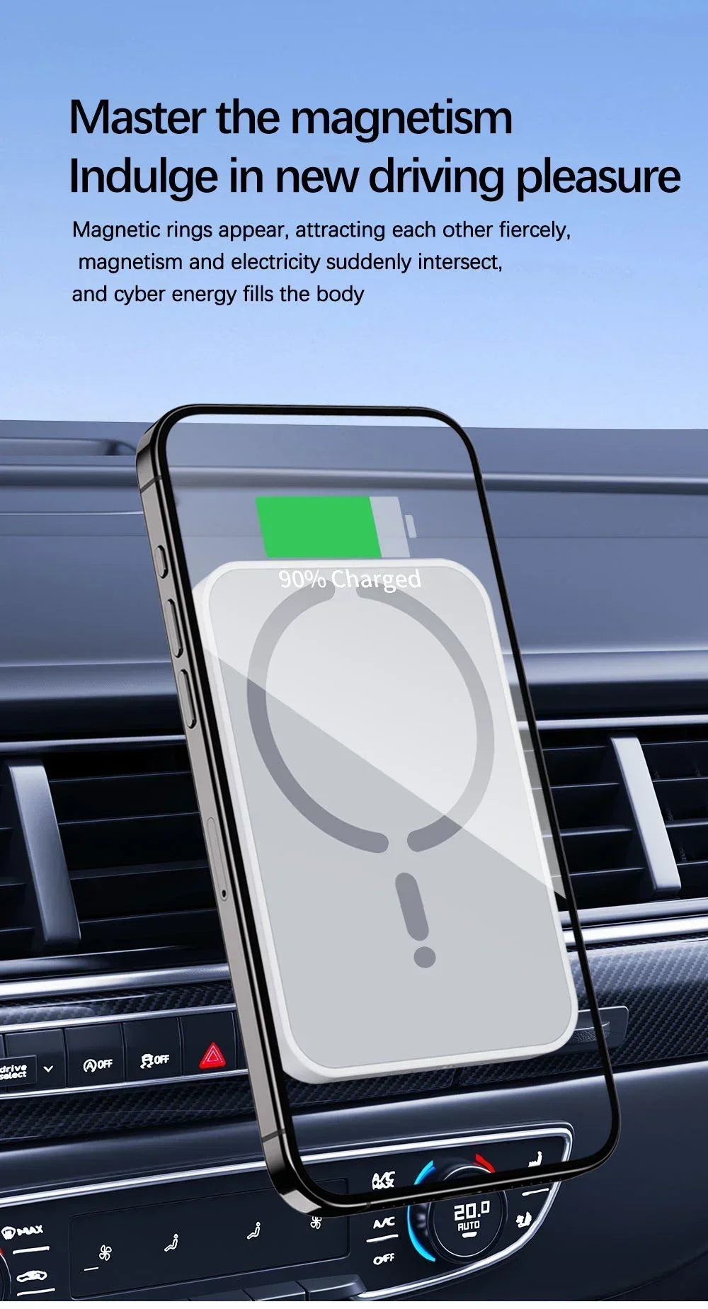 Car Air Vent Magnetic GPS Phone Holder Stand Wireless Charger For Magsafe iPhone 17 16 15 14 13 12 Pro Max Cell Fast Charging