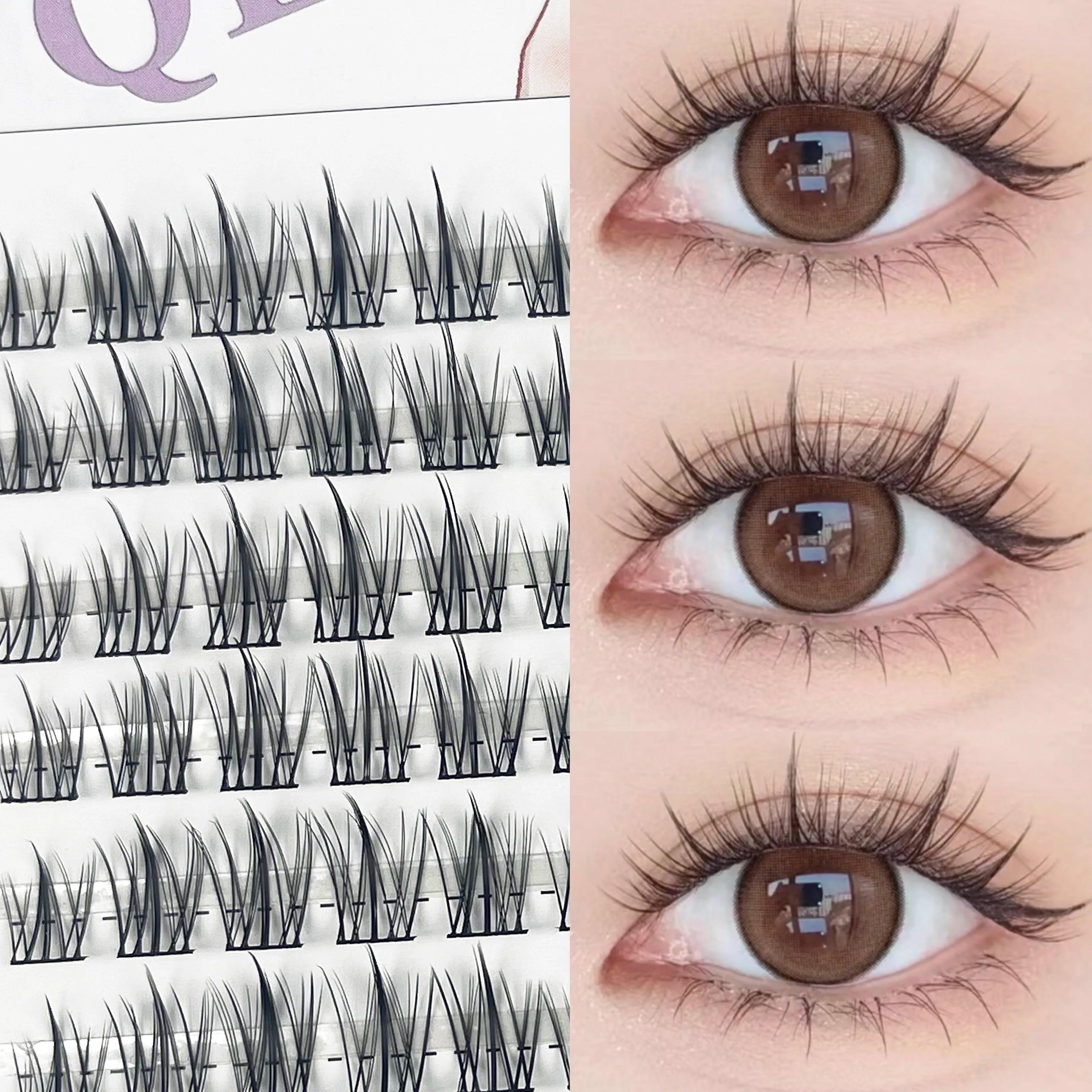 1/box 120 bundles Mink False Eyelash Natural Fishtail Lash 3D Russian Individual Eyelash Extension Cluster Makeup Tool Wholesale