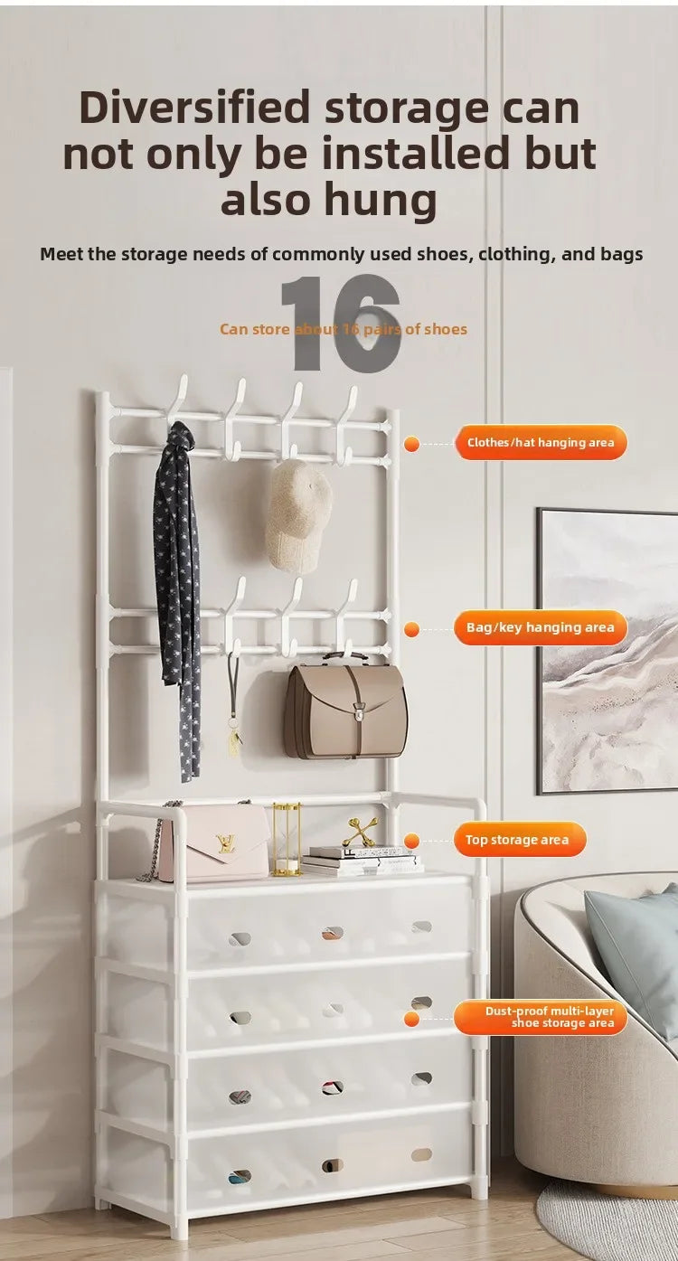 Multi-layer Door-mounted Shoe Hat Rack - Simple Assembly Household Integrated Multi-functional Storage Cabinet for Home Use