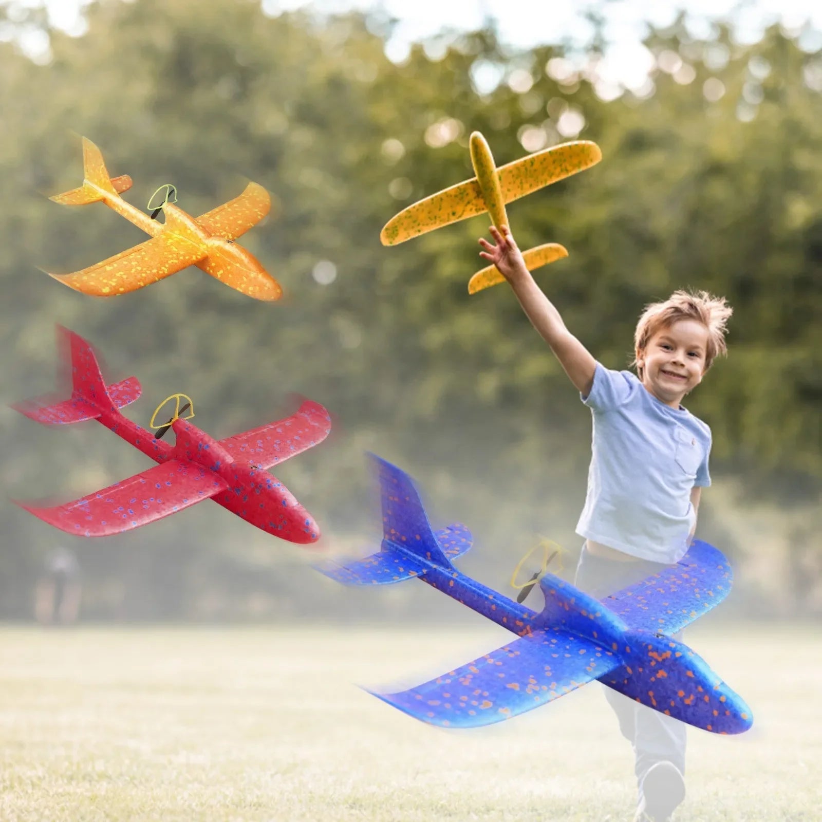Electric Foam Plane Glider Hand Throw Airplane with LED Light Automatic Flight Planes Outdoor Kids Toys for Children Boys Gifts