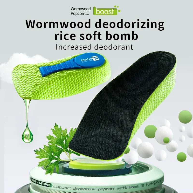 Memory Foam Height Increase Insoles for Men Women Orthopedic Arch Support Flat Feet Heel Lift Shoe Inserts Comfort Foot Care Pad