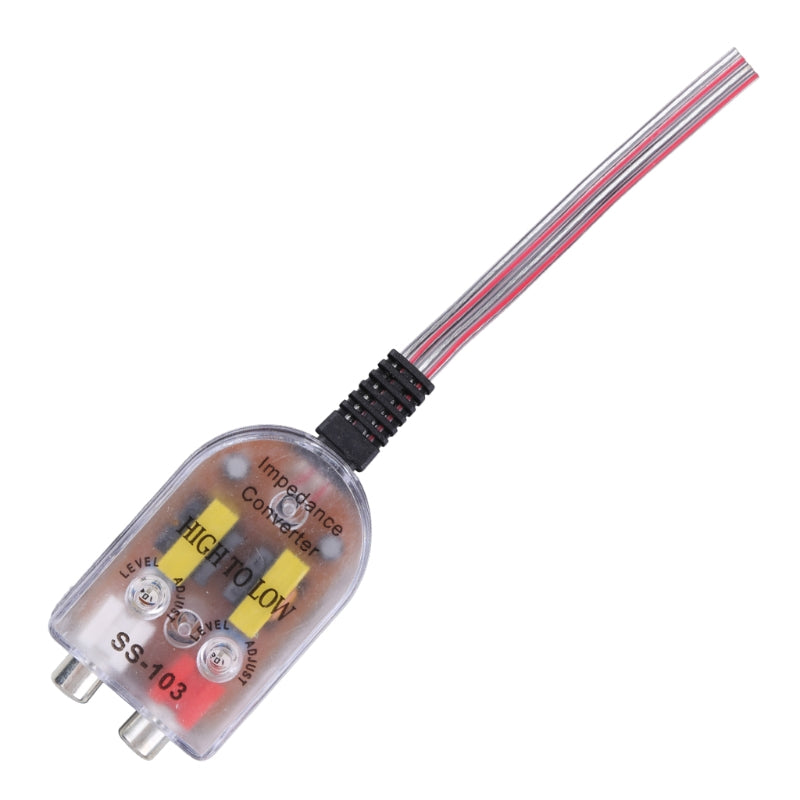 Car Stereo  12V RCA Speaker Amplifier High To Low Level Line Output Converter Adapter Wiring Adjustable Auto Part