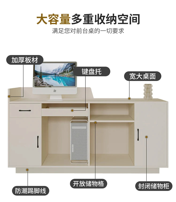 Customized Professional Reception Counter Simple Design Style Reception Desk Creative Storage Theke Empfang Office Furniture