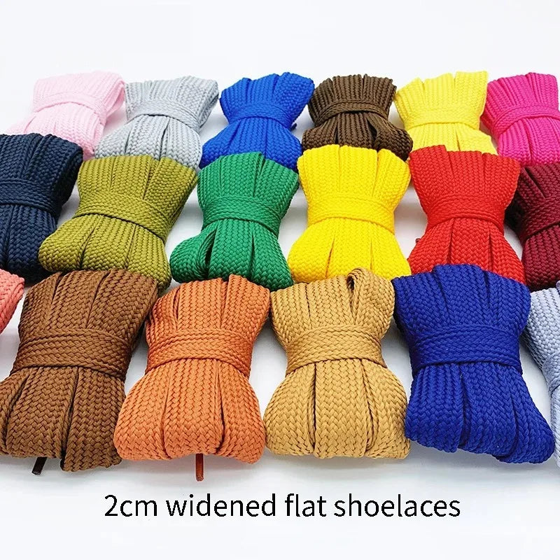 New 2cm wide fashion laces men and women sneakers flat shoes casual shoes lace length 100/120/140/160cm shoelace 18 color