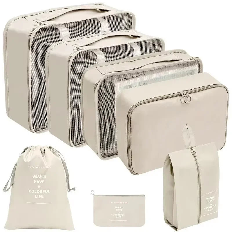 HTMCK Portable Travel Organizer Set - Packing Cubes for Clothes Shoes Wash Storage Pouches Simplify Your Trips