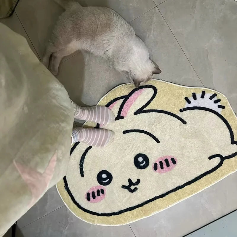Hot Cartoon Rug Anime Hachiware Usagi Plush Floor Mat Bathroom Non-Slip Carpet Car Cushion Soft Living Room Decor Gifts