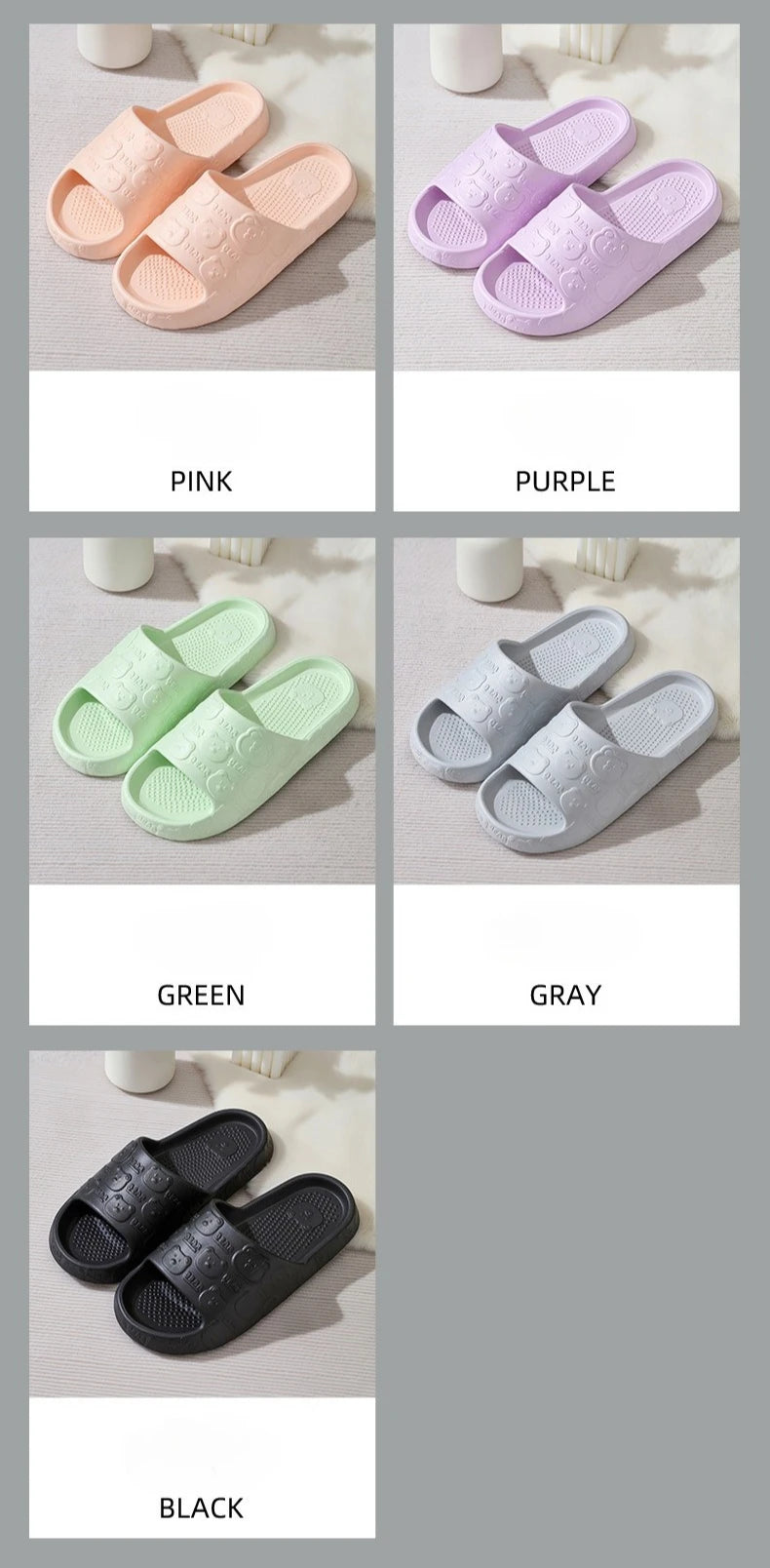 Couple Printting Cute Bear Women Slippers Summer Indoor Soft Cartoon Sandals Bathroom Anti-slip Outdoor Comfy Men Leisure Shoes