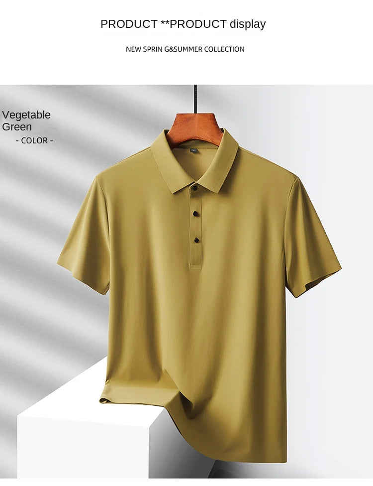 Selected popular nylon fabric, dad's summer clothing, middle-aged men's short sleeved T-shirt, summer ice silk quick drying, mid