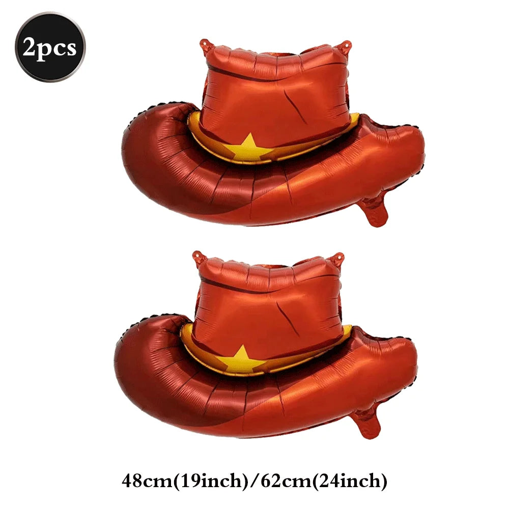 Western Cowboy Theme Party Decoration Foil Horse Balloon Horse Boots Hat Wheel Balloons Cowboys Cowgirls Birthday Party Supplies