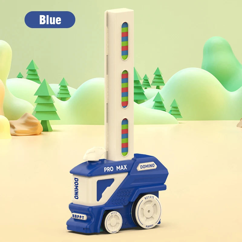 Automatic Domino Train with 60 Dominos Montessori Early Educational STEM Toys Train DIY Building Blocks Christmas Birthday Gift