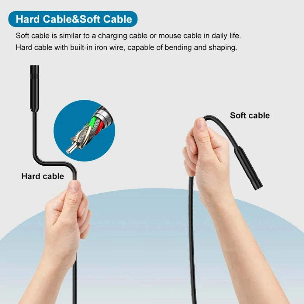 Industrial Endoscope Camera with two port for iOS/Android System HD 960P Inspection Sewer Borescope Camera for Checking Car