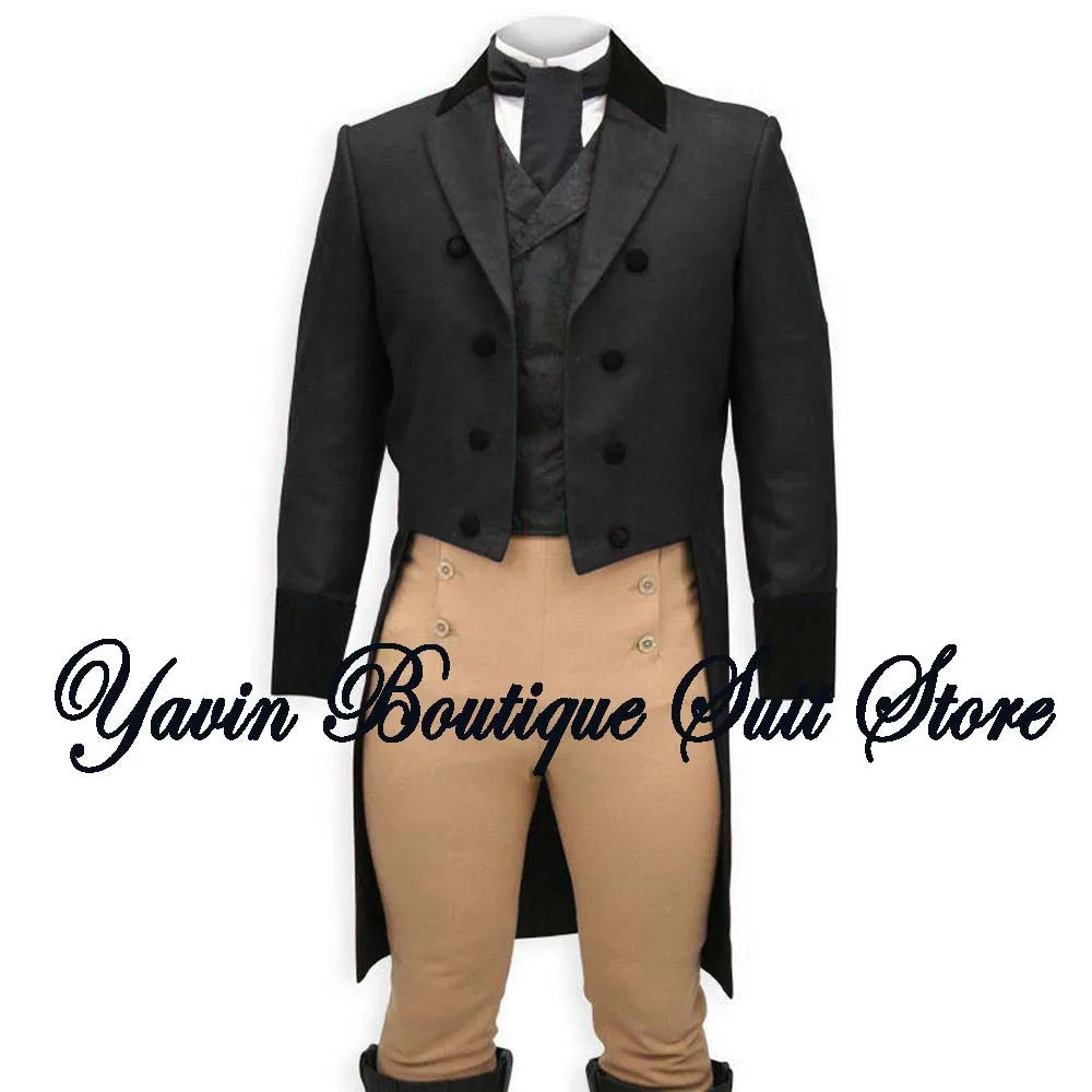 Men's 3 Piece Suit Swallow Tailed Coat Slim Fit One Breasted Tailcoat for Wedding Prom Dinner Party Blazer Pants Set