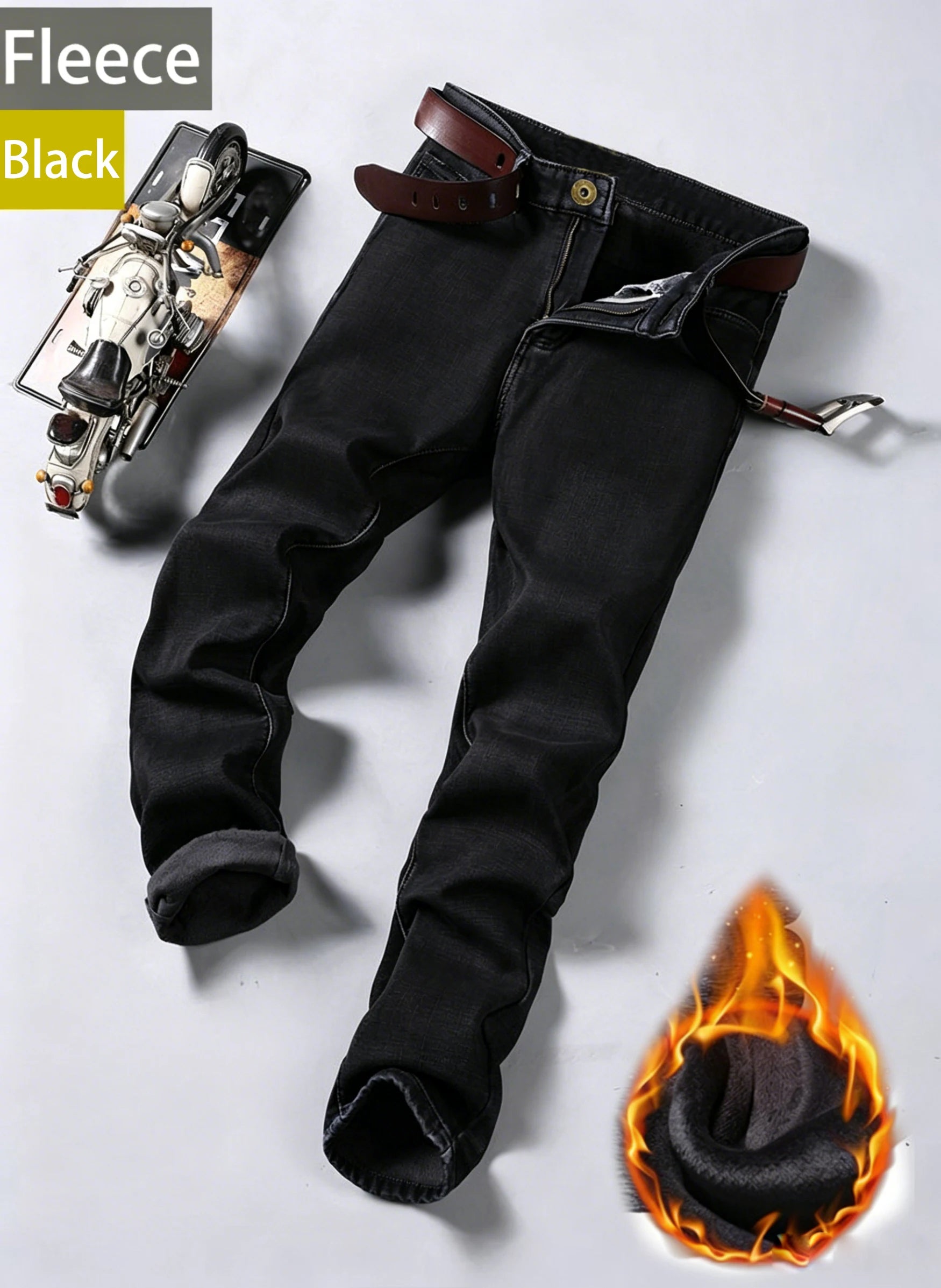 2026 New Business Men's Jeans Casual Straight Stretch Fashion Classic Blue Black Work Denim Pant Trousers Male  Clothing