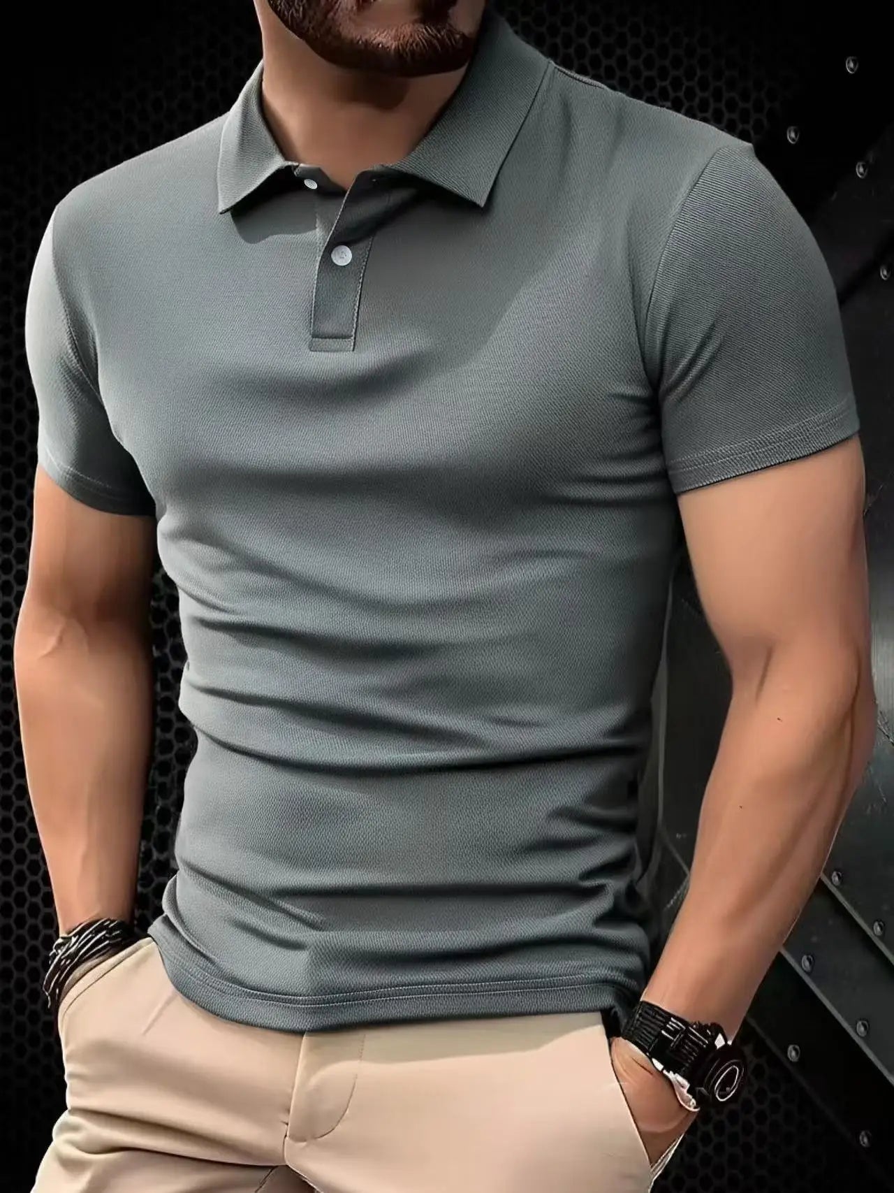 2025 Solid color polo shirt ultra-light men's quick-drying breathable sweat-wicking shirt suitable for fitness gym and running