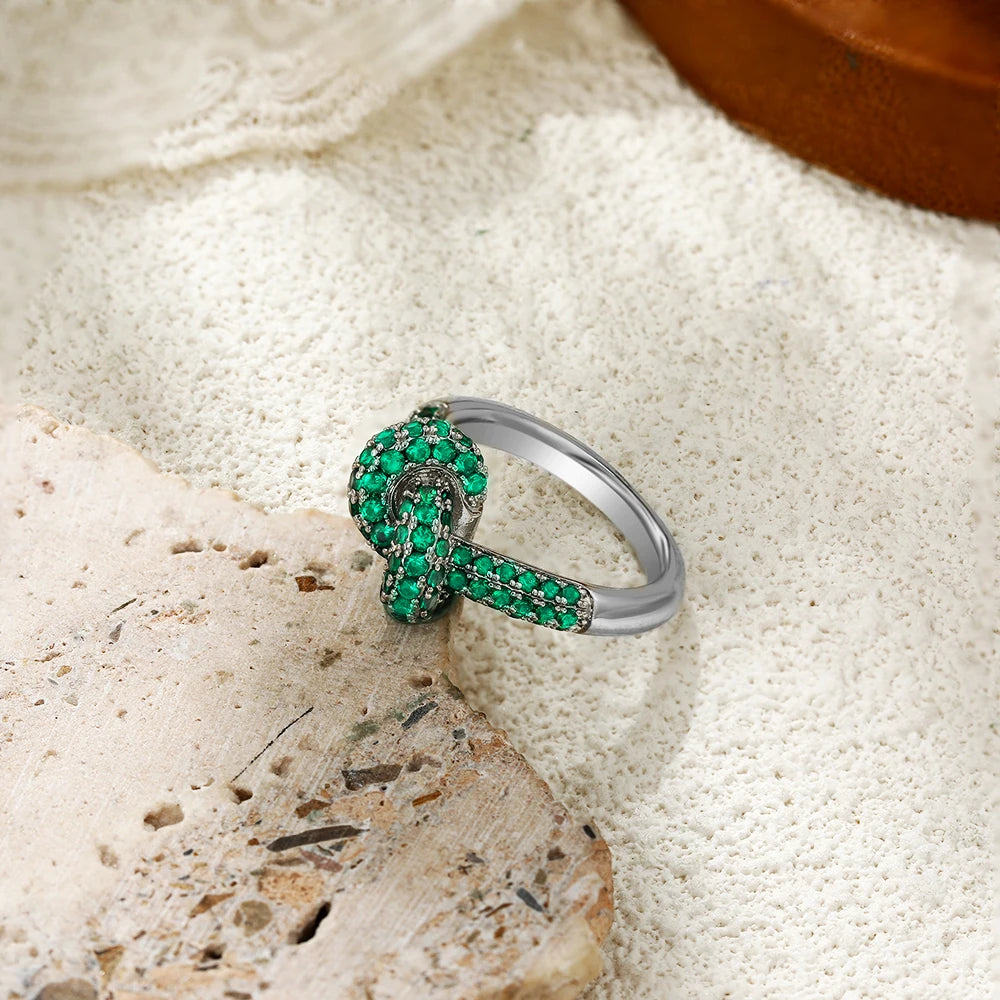 Colored Zircon  Intersection Ring Classic  Design Style Stainless Steel Waterproof Anti Fading Geometry Lady Unique Jewelry Gift