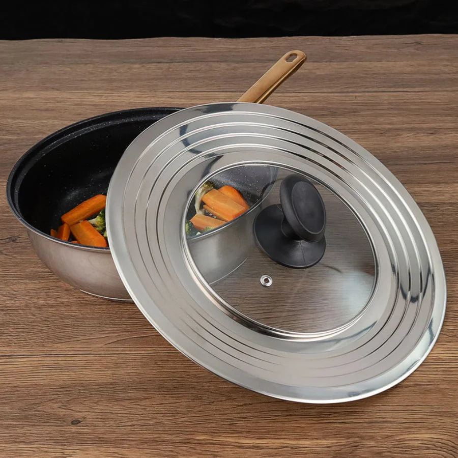 Stainless Steel Universal Lid For Pot And Pan Skillet Lid Pot Cover Fit 8.66-11.Inch Cookware Frying Pan Cover Pan Lid With Knob