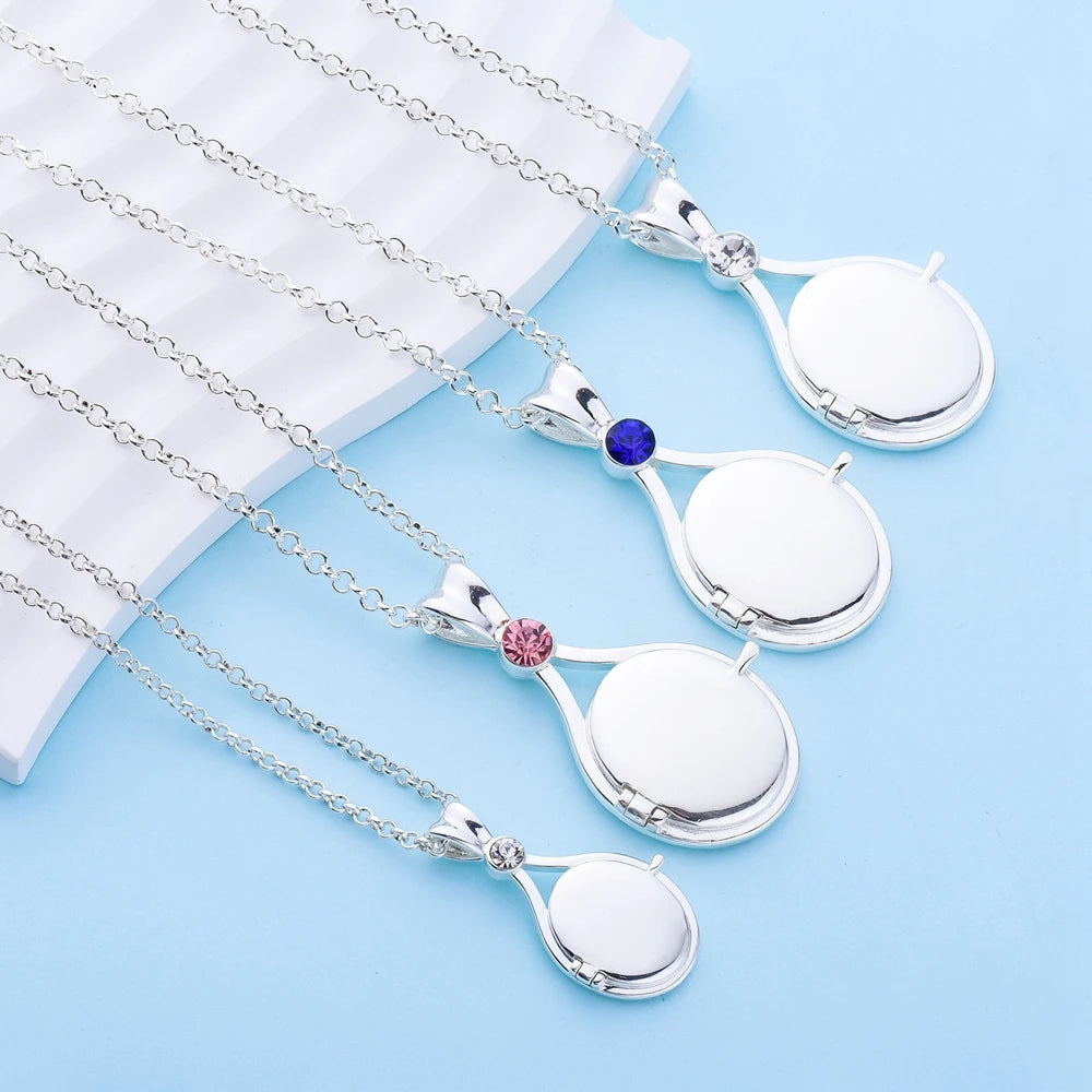 H2O Locket Pendant Necklace Mermaid Silver Color with Crystal Just Add Water Necklaces TV Movies Jewelry for Women Girls