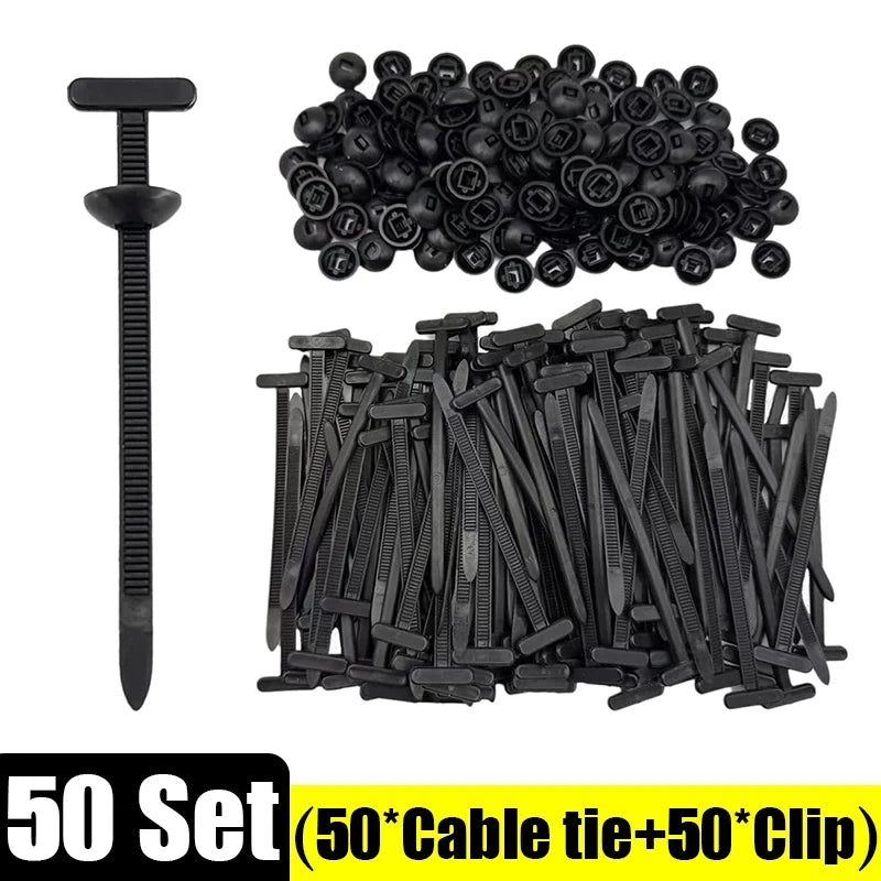 Universal Nylon Cable Tie Buckle Auto Fastener Screw Replacement Clip Car Fender Trunk Engine Guard Panel Wire Management Secure