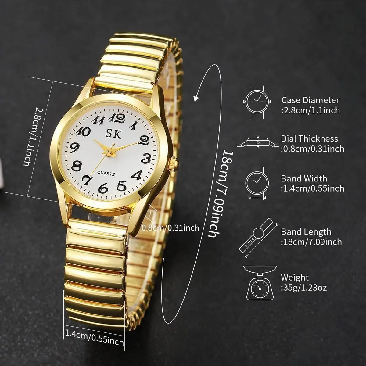 2PCS/Set Fashion Couple Watches Luxury Elastic Strap Women Watches Men Quartz Wristwatches (Without Box）