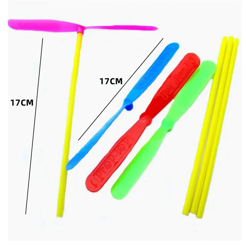 Children's Outdoor Traditional Classic Nostalgic Toys Plastic Bamboo Dragonfly Shape Hand-push Flying Propeller Kids Toy Gift